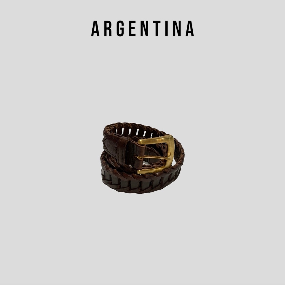 Leather Belt Braided Leather Woven Full grain Dark Brown Belt 36